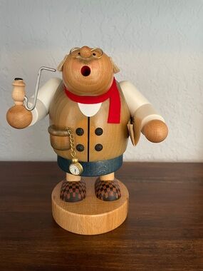 Authentic German Handcrafted Wooden Smoker Figurine